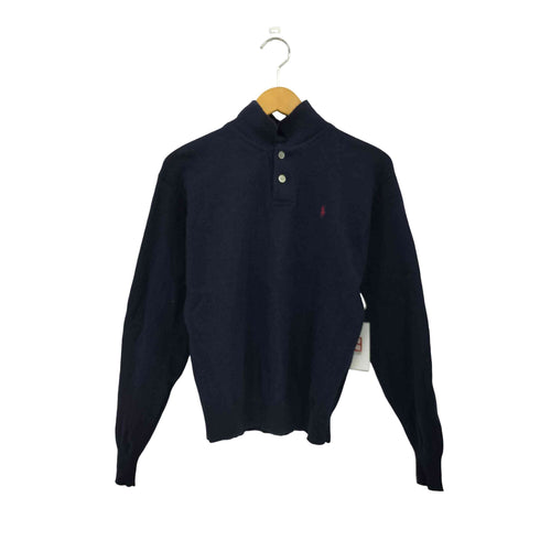ラルフローレン RALPH LAUREN 90s ポニー刺繍 ウールニット ロングスリーブポロシャツ レディース import:L