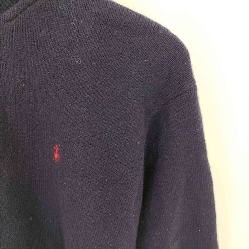ラルフローレン RALPH LAUREN 90s ポニー刺繍 ウールニット ロングスリーブポロシャツ レディース import:L