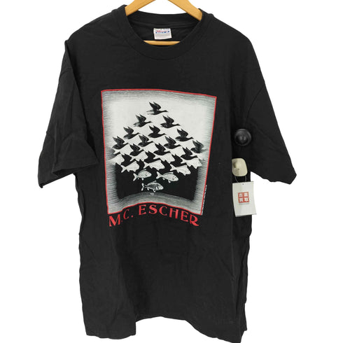 00S Hanes ボディ 二枚タグ 騙し絵 プリント 空と水 Tシャツ メンズ import:XL