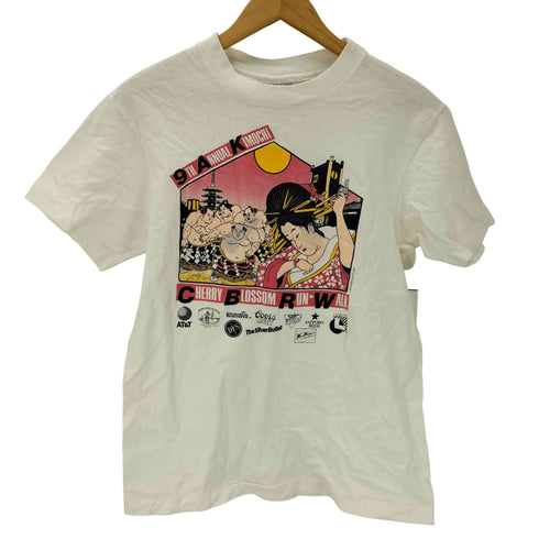 90-00S USA製 Hanes ボディ Blossom Run Walk 9TH ANNUAL KIMOCHI 浮世絵 プリント Tシャツ 袖シングルステッチ メンズ import:M