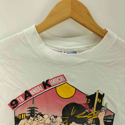 90-00S USA製 Hanes ボディ Blossom Run Walk 9TH ANNUAL KIMOCHI 浮世絵 プリント Tシャツ 袖シングルステッチ メンズ import:M