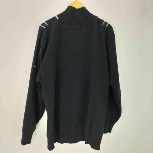 SILVERSILK レーヨン ポリ シルク ニット ライン デザインボタン ジップアップ ニット メンズ import:XL