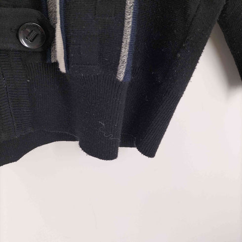 SILVERSILK レーヨン ポリ シルク ニット ライン デザインボタン ジップアップ ニット メンズ import:XL