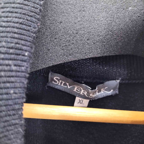 SILVERSILK レーヨン ポリ シルク ニット ライン デザインボタン ジップアップ ニット メンズ import:XL