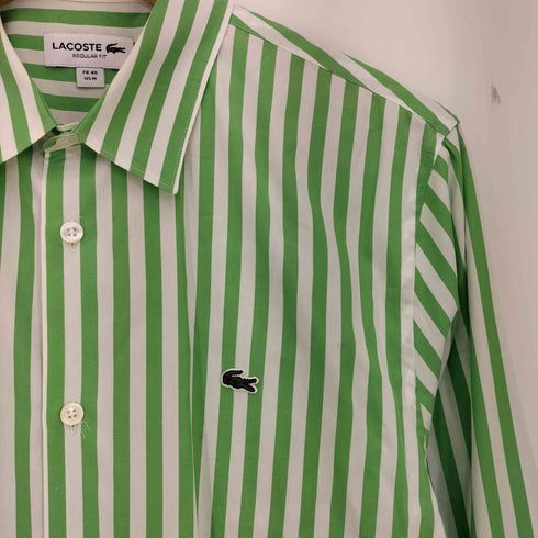 ラコステ LACOSTE REGULAR FIT コットンポプリンストライプシャツ メンズ import:M