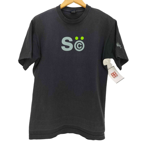 ステューシー Stussy 00s 紺タグ 袖ロゴ フロントプリント 半袖Tシャツ メンズ import:M