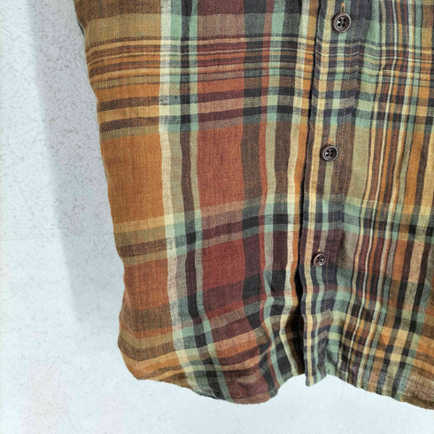 ラルフローレン RALPH LAUREN リネン100 エポレット付チェックシャツ レディース 2
