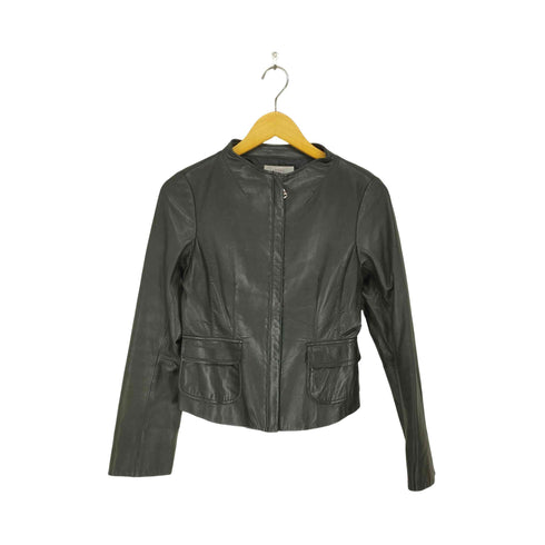 ALMA EN ROSE Lamb leather ラムレザーノーカラージャケット レディース 38