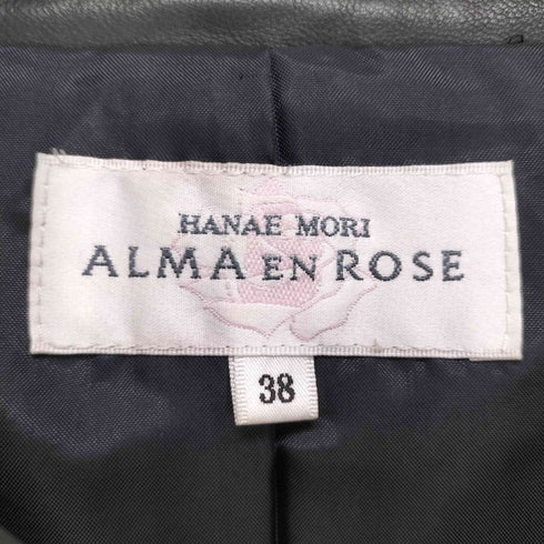 ALMA EN ROSE Lamb leather ラムレザーノーカラージャケット レディース 38