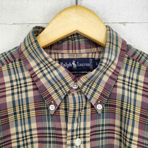 ラルフローレン RALPH LAUREN チェック柄 ボタンダウンシャツ メンズ import:L