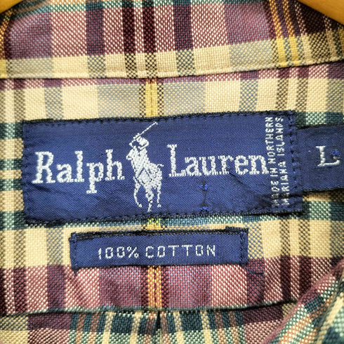 ラルフローレン RALPH LAUREN チェック柄 ボタンダウンシャツ メンズ import:L