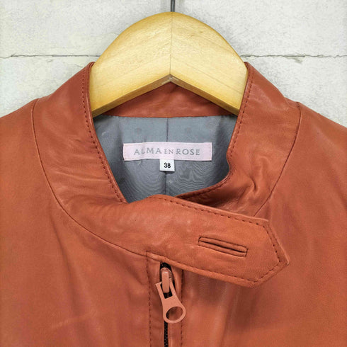 ALMAenROSE Lamb leather ダブルジップ シングルラムレザージャケット レディース 38