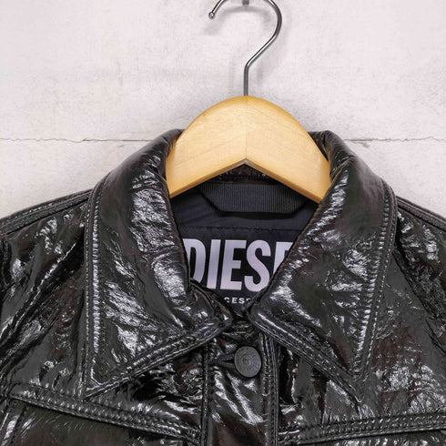 ディーゼル DIESEL G-MAGNOLIA 光沢コーティング ボイルドウールブレンド クロップドジャケット レディース XS