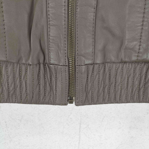 マンゴー MNG genuine leather シングルレザーライダースジャケット レディース import:M