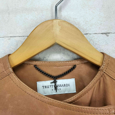 トラサルディ TRUSSARDI TRU TRUSSARDI ノーカラーレザーライダースジャケット レディース JPN:40