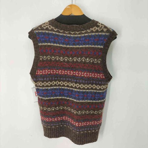 グリーンレーベルリラクシング GREEN LABEL RELAXING 総柄 Vネック ニットベスト メンズ JPN:L