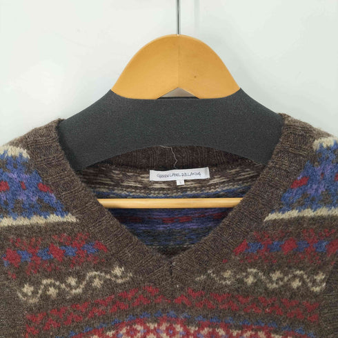 グリーンレーベルリラクシング GREEN LABEL RELAXING 総柄 Vネック ニットベスト メンズ JPN:L