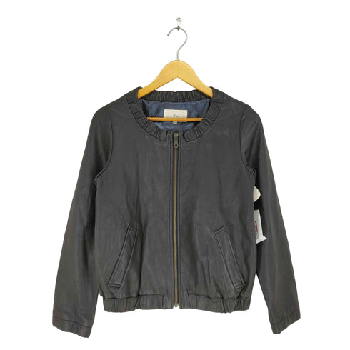 シップス SHIPS lamb leather ラムレザーノーカラージャケット レディース M