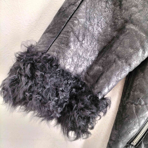 GARB kalganlamb silverfox シルバーフォックス カルガンラムレザー七分袖ダブルジップジャケット レディース 1
