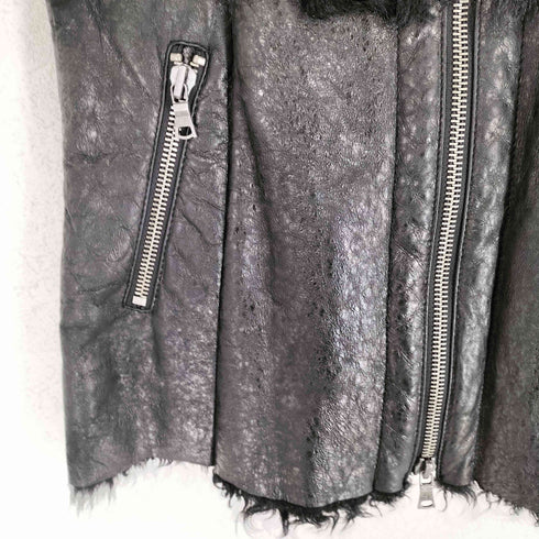 GARB kalganlamb silverfox シルバーフォックス カルガンラムレザー七分袖ダブルジップジャケット レディース 1