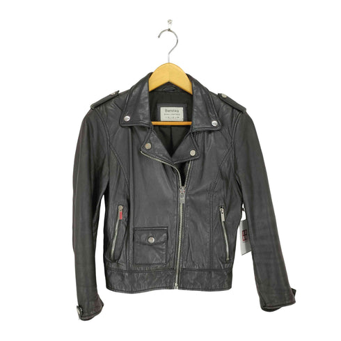ベルシュカ BERSHKA lamb leather ラムレザーダブルライダースジャケット レディース M