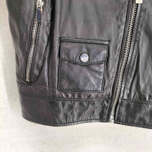 ベルシュカ BERSHKA lamb leather ラムレザーダブルライダースジャケット レディース M