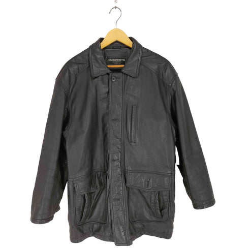 MANPHOTO caw leather カウレザーカーコート メンズ L