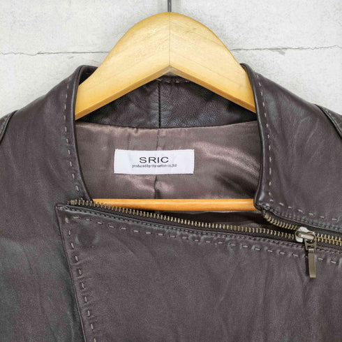 SRIC Lamb leather デザインジップラムレザージャケット レディース 38