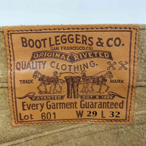 BOOTLEGGERS REUNION 601 スエード レザー ジップフライ パンツ メンズ W29 L32