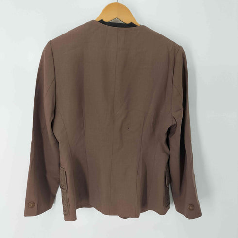 バーバリーズ BURBERRYS 刺繍ポケット ノーカラージャケット レディース