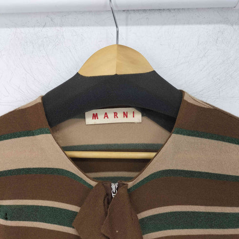 マルニ MARNI カシミヤ混 フリル ラメ ボーダー ジップニット レディース EUR:40