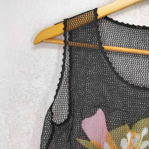 ミッソーニ MISSONI MADE IN ITALY フラワー刺繍メッシュタンクトップ レディース