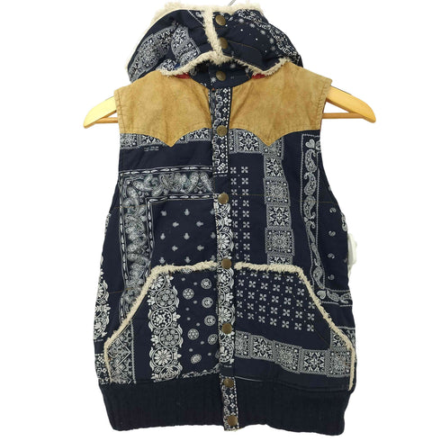 Royal Jean Y2K バンダナ ペイズリー柄 ボアフード 中綿 ベスト レディース JPN:3