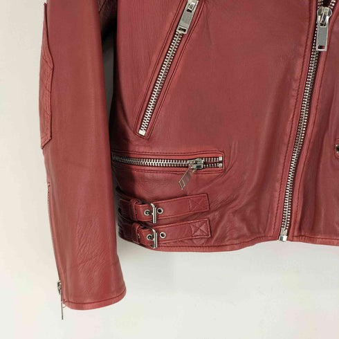 ザラ ZARA ラムレザーダブルライダースジャケット レディース import:M