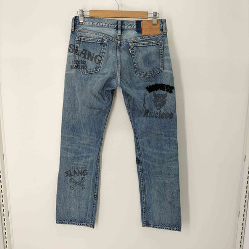 アールエヌエー RNA グラフィックプリント 刺繍 フロッキーパッチ ジップフライデニムパンツ Y2K メンズ JPN:M