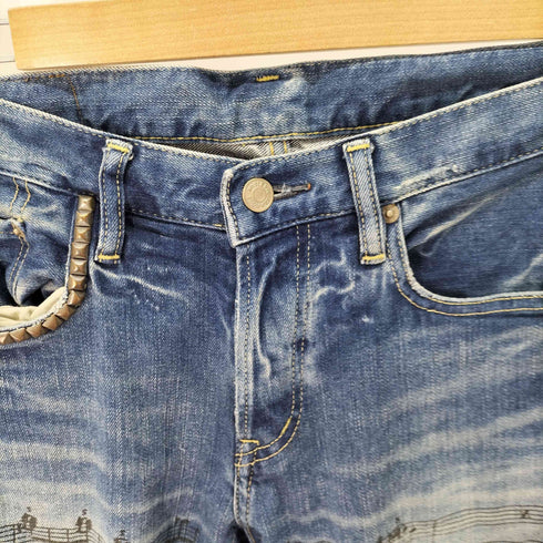 ヒステリックグラマー HYSTERIC GLAMOUR 音符プリント スタッズポケット ボタンフライデニムパンツ メンズ 32