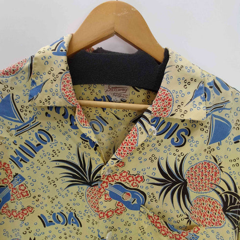 50S gateway パイナップル 総柄 開襟オープンカラー アロハ シャツ メンズ import:L