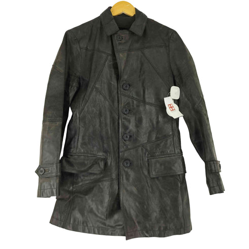 パッチワークデザイン カウレザーコート メンズ import:M