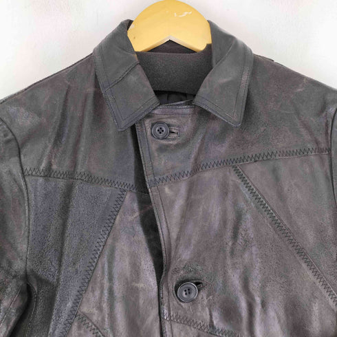 パッチワークデザイン カウレザーコート メンズ import:M