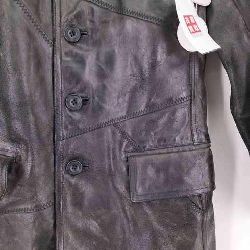パッチワークデザイン カウレザーコート メンズ import:M