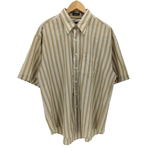 ヴァンヒューゼン VAN HEUSEN WRINKLE FREE STAIN SHIELD ストライプ S/S レギュラー カラー シャツ メンズ import:L