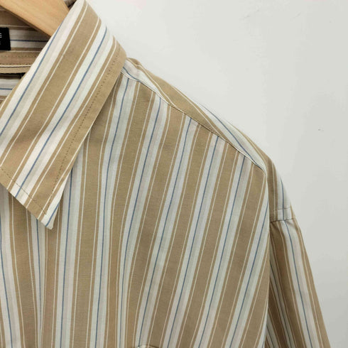 ヴァンヒューゼン VAN HEUSEN WRINKLE FREE STAIN SHIELD ストライプ S/S レギュラー カラー シャツ メンズ import:L