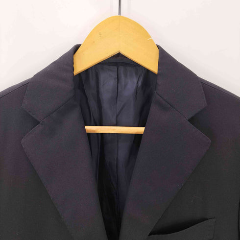 hLam イタリア製 3B ウール テーラード ジャケット センタープレス 裾ダブル スラックス パンツ スーツセットアップ メンズ 44