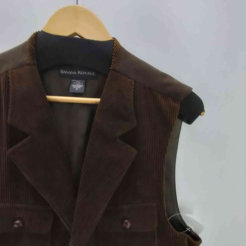 バナナリパブリック BANANA REPUBLIC 90-00S ウッドボタン 太畝 コーデュロイ ハンティング ジレ ベスト メンズ import:S