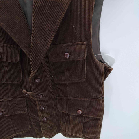 バナナリパブリック BANANA REPUBLIC 90-00S ウッドボタン 太畝 コーデュロイ ハンティング ジレ ベスト メンズ import:S