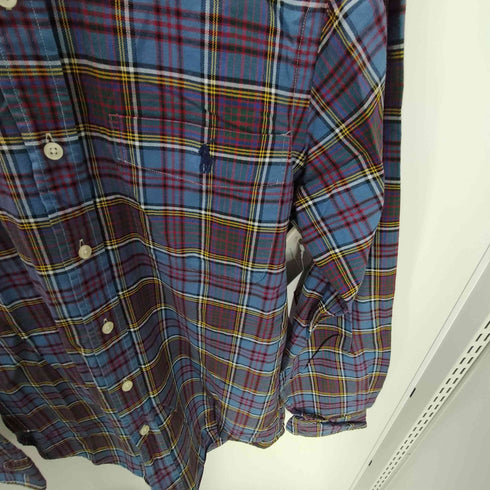 ラルフローレン RALPH LAUREN ポニー 刺繍 マドラスチェック ボタンダウン L/S シャツ メンズ import:S