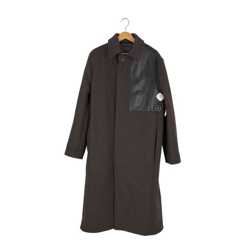 ザラ ZARA レザーパッチ ステンカラーコート メンズ import:M