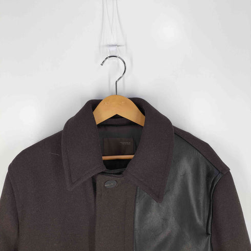 ザラ ZARA レザーパッチ ステンカラーコート メンズ import:M