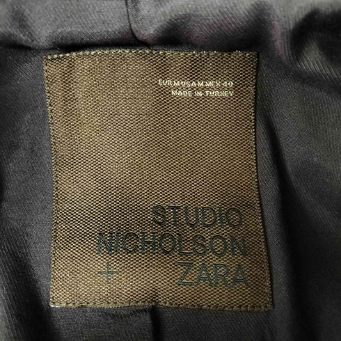 ザラ ZARA レザーパッチ ステンカラーコート メンズ import:M