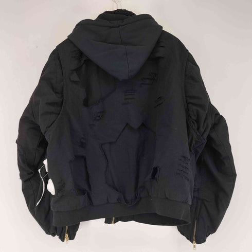 デストロイ加工 フーデット中綿ジャケット メンズ